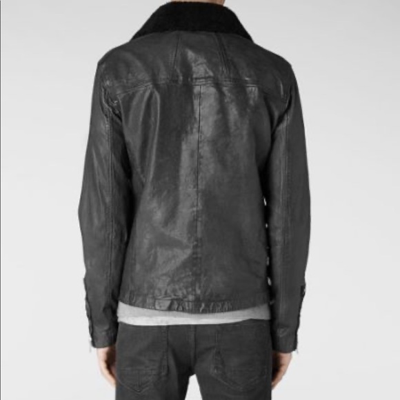 All Saints | Brown Leather Waterman Peacoat - Picture 4 of 8